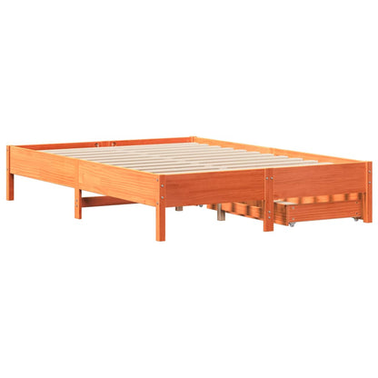 Cama sem colchão 135x190 cm madeira pinho maciça castanho-mel