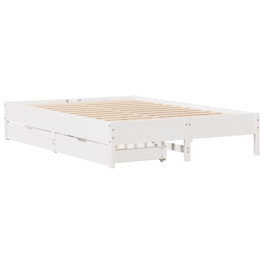 Cama sem colchão 120x190 cm madeira de pinho maciça branco