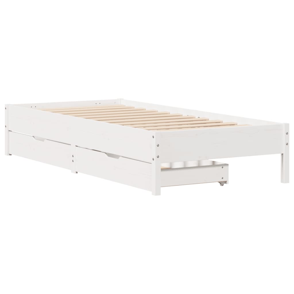 Cama sem colchão 90x190 cm madeira de pinho maciça branco