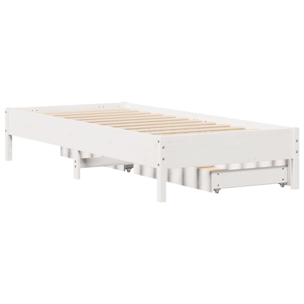 Cama sem colchão 90x190 cm madeira de pinho maciça branco