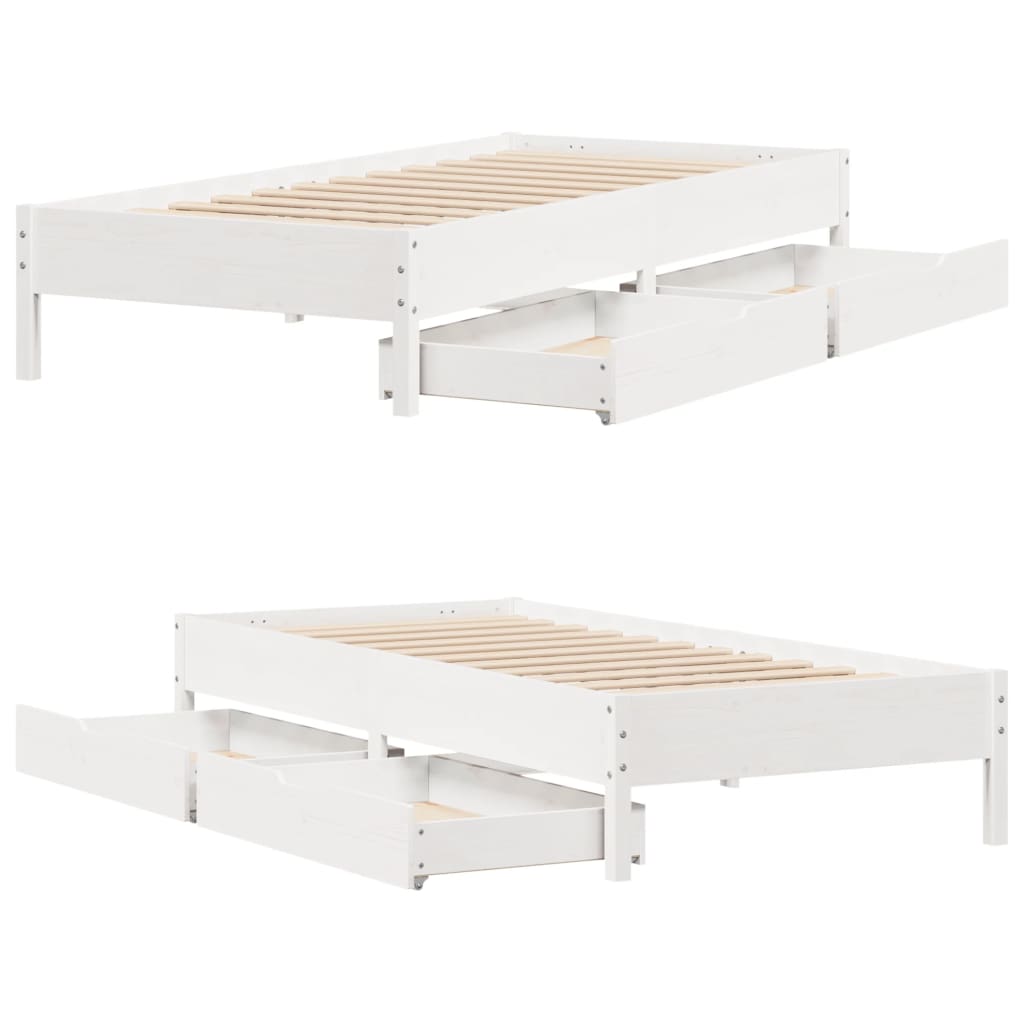 Cama sem colchão 90x190 cm madeira de pinho maciça branco