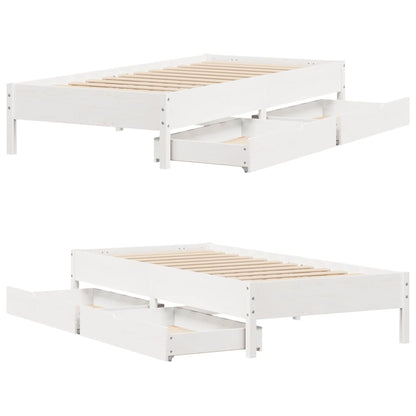 Cama sem colchão 90x190 cm madeira de pinho maciça branco