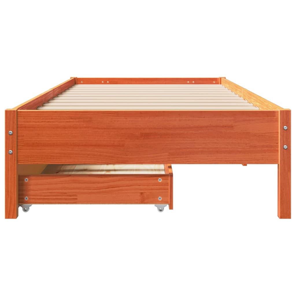 Cama sem colchão 90x190 cm madeira de pinho maciça castanho-mel