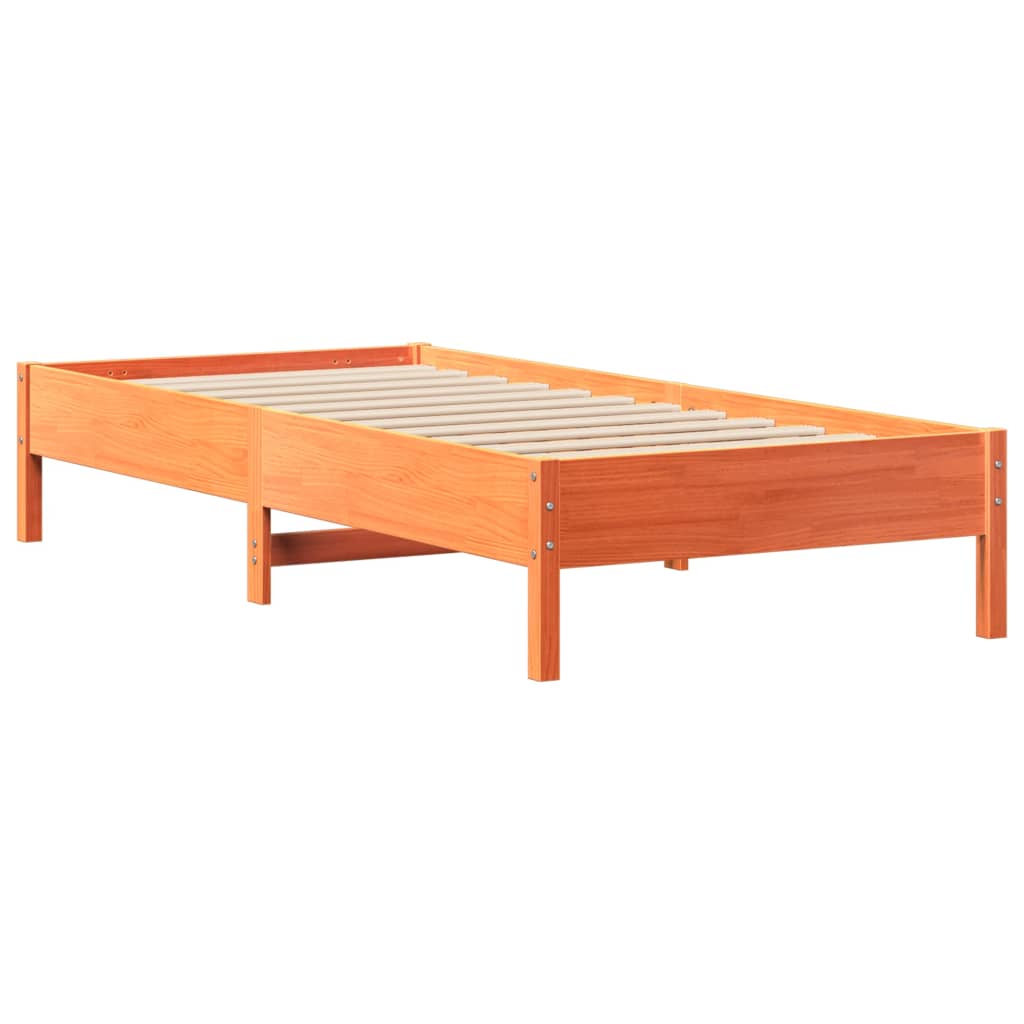 Cama sem colchão 90x190 cm madeira de pinho maciça castanho-mel