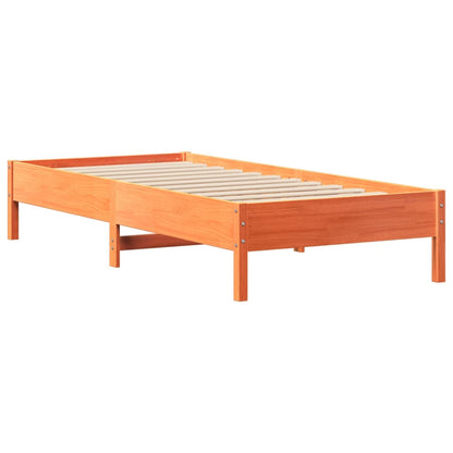 Cama sem colchão 75x190 cm madeira de pinho maciça castanho-mel