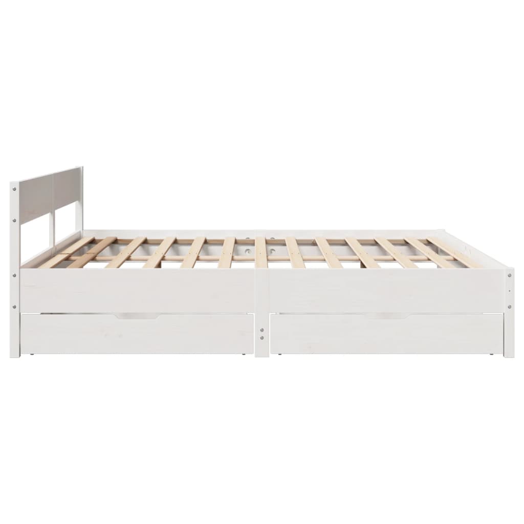 Cama sem colchão 200x200 cm madeira de pinho maciça branco