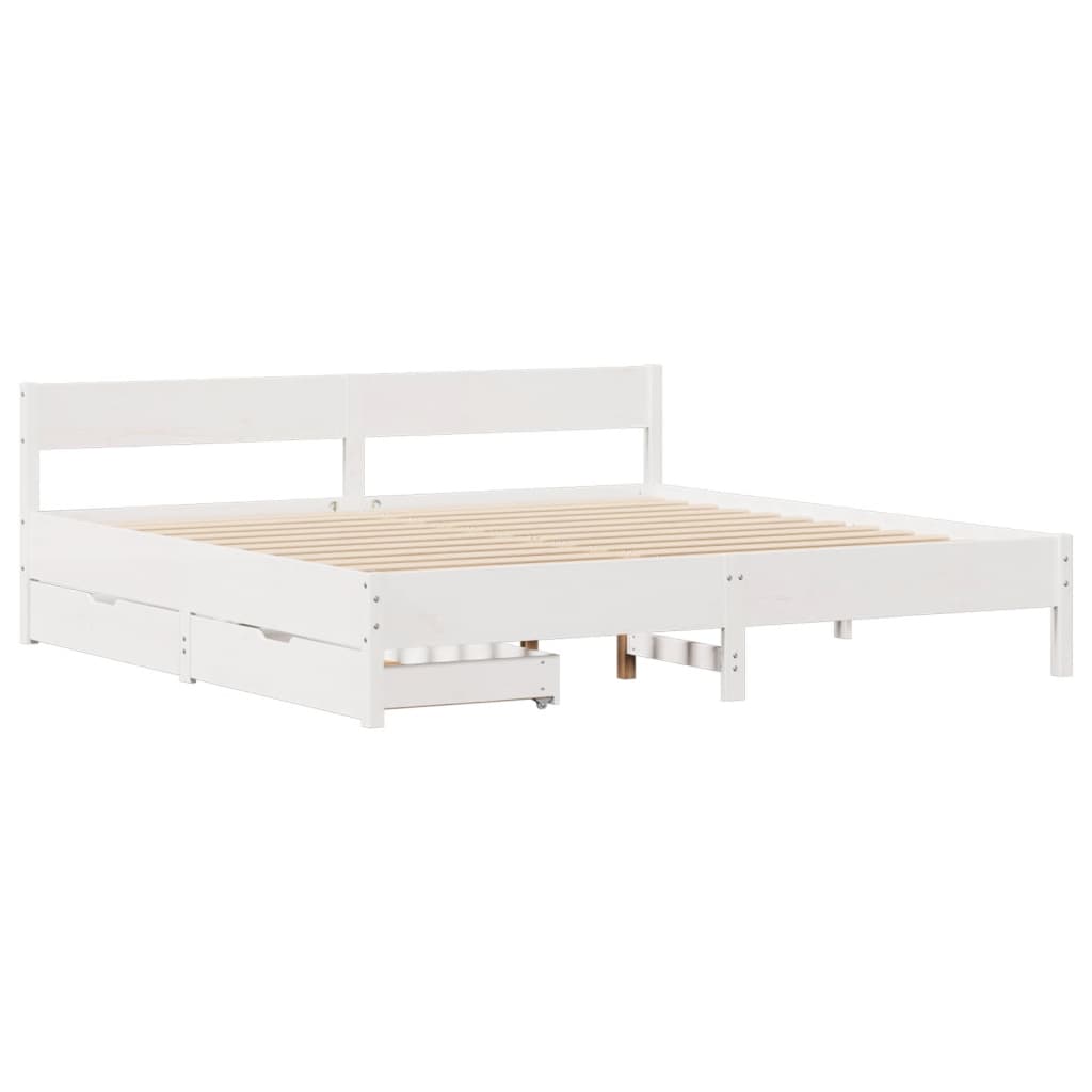 Cama sem colchão 180x200 cm madeira de pinho maciça branco