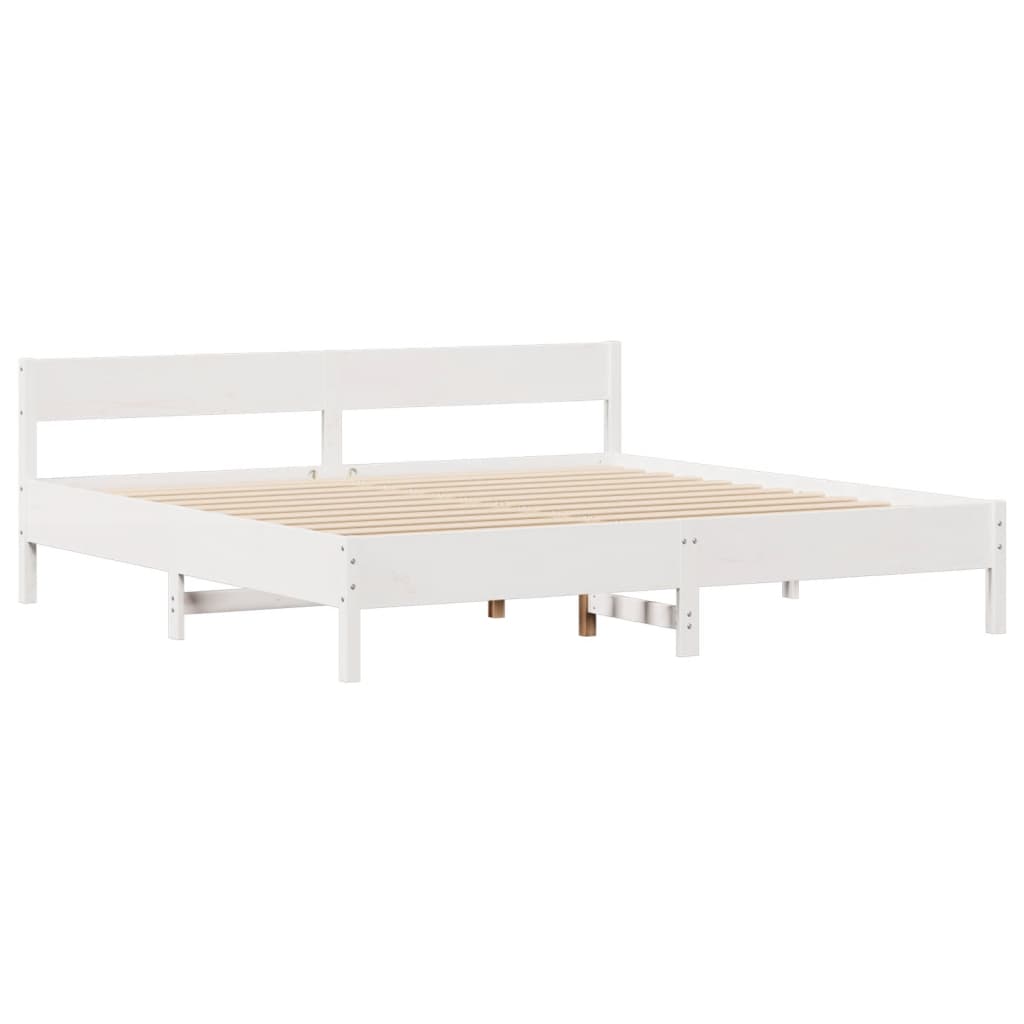 Cama sem colchão 180x200 cm madeira de pinho maciça branco