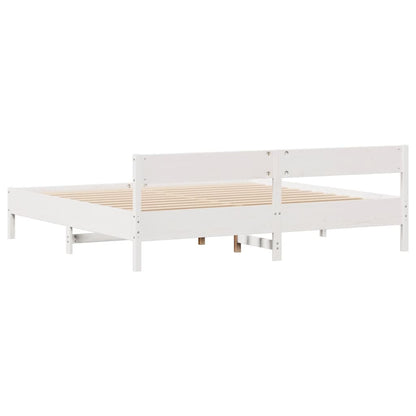 Cama sem colchão 180x200 cm madeira de pinho maciça branco