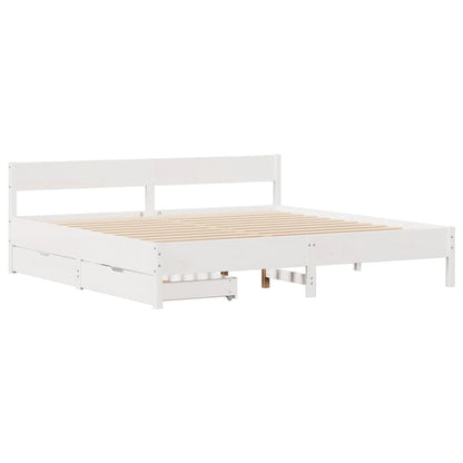 Cama sem colchão 160x200 cm madeira de pinho maciça branco