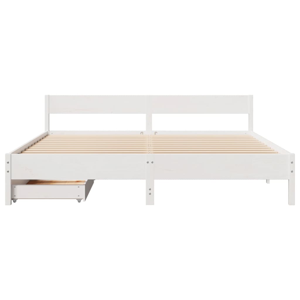 Cama sem colchão 160x200 cm madeira de pinho maciça branco