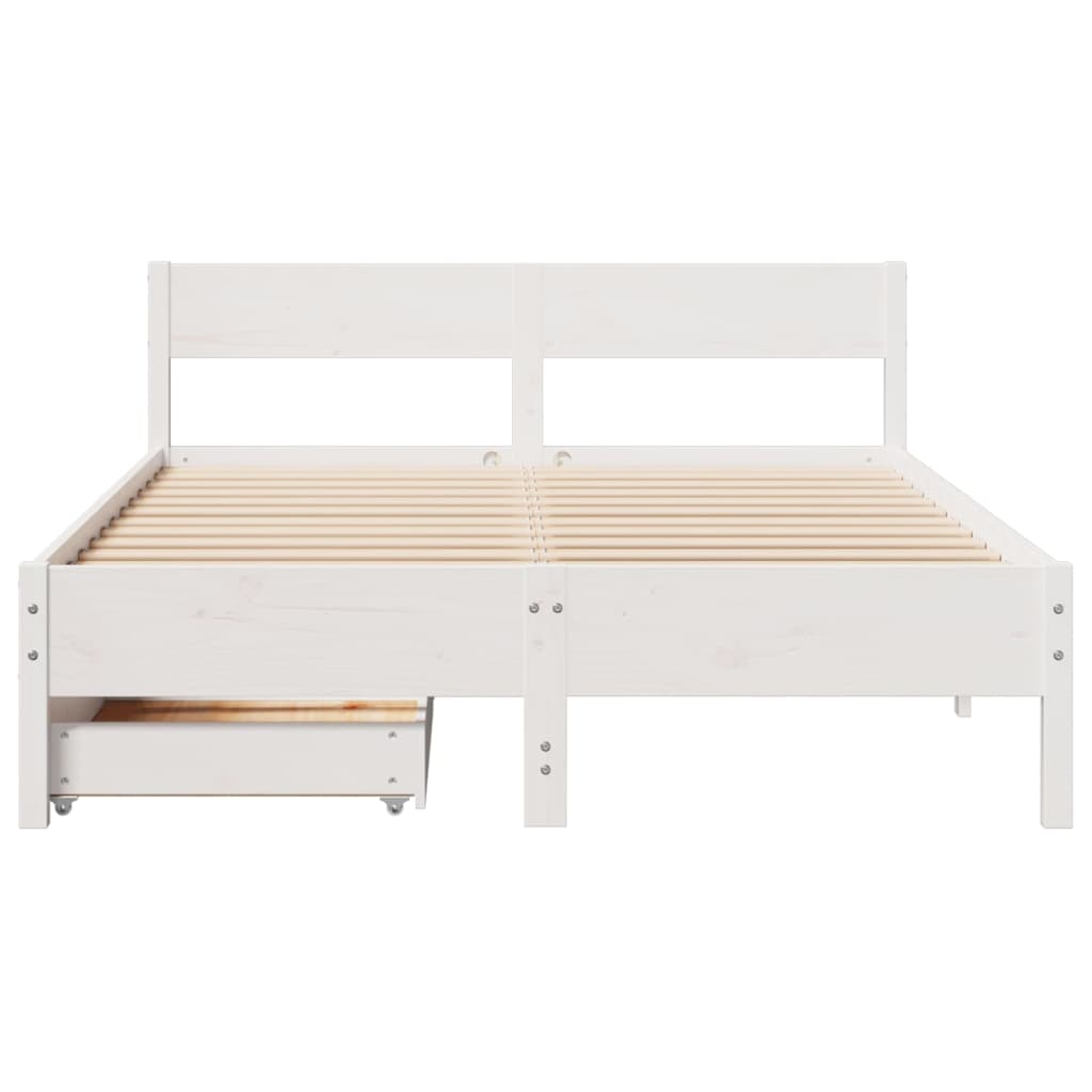 Cama sem colchão 140x200 cm madeira de pinho maciça branco