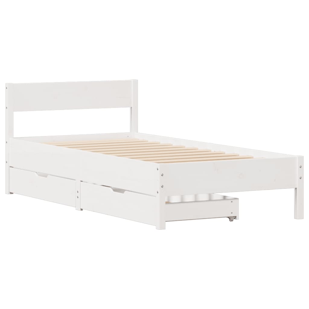 Cama sem colchão 100x200 cm madeira de pinho maciça branco