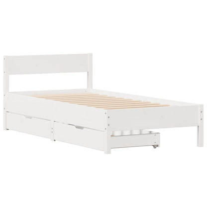 Cama sem colchão 90x200 cm madeira de pinho maciça branco