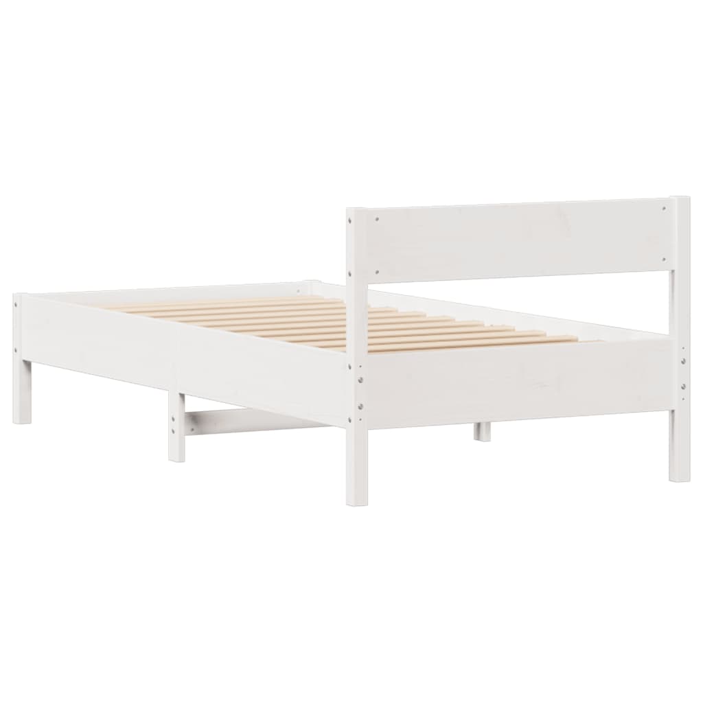 Cama sem colchão 90x200 cm madeira de pinho maciça branco