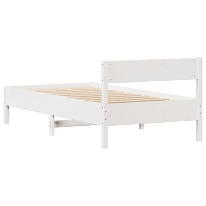 Cama sem colchão 90x200 cm madeira de pinho maciça branco