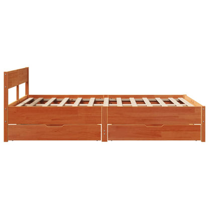 Cama sem colchão 140x190 cm pinho maciço castanho-mel