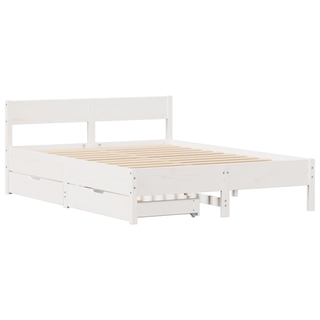 Cama sem colchão 135x190 cm madeira de pinho maciça branco