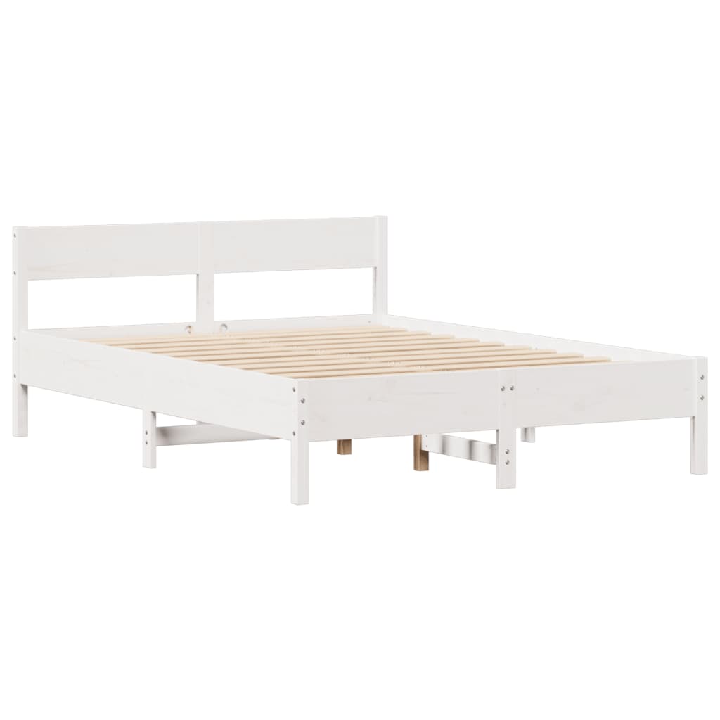 Cama sem colchão 135x190 cm madeira de pinho maciça branco