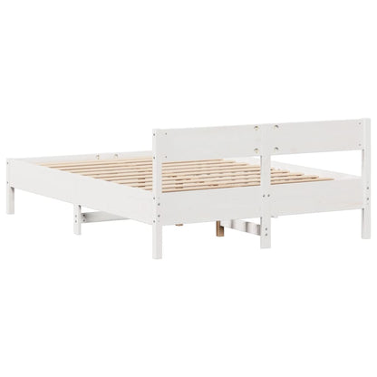 Cama sem colchão 135x190 cm madeira de pinho maciça branco