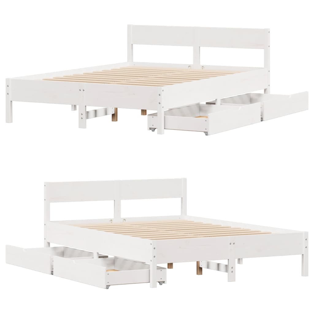 Cama sem colchão 135x190 cm madeira de pinho maciça branco