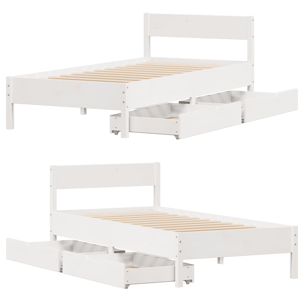 Cama sem colchão 90x190 cm madeira de pinho maciça branco