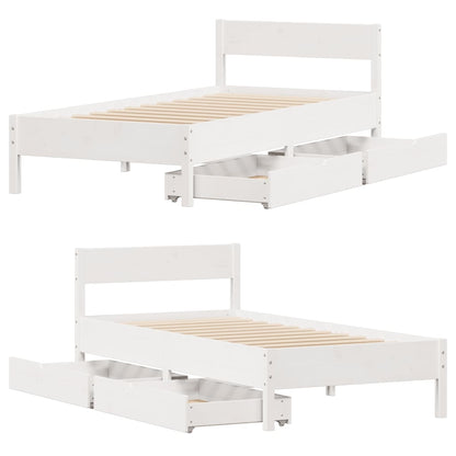 Cama sem colchão 90x190 cm madeira de pinho maciça branco