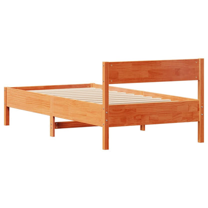 Cama sem colchão 75x190 cm madeira de pinho maciça castanho-mel