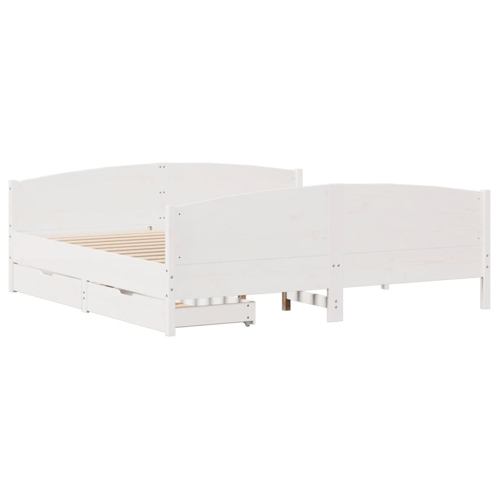 Cama sem colchão 180x200 cm madeira de pinho maciça branco