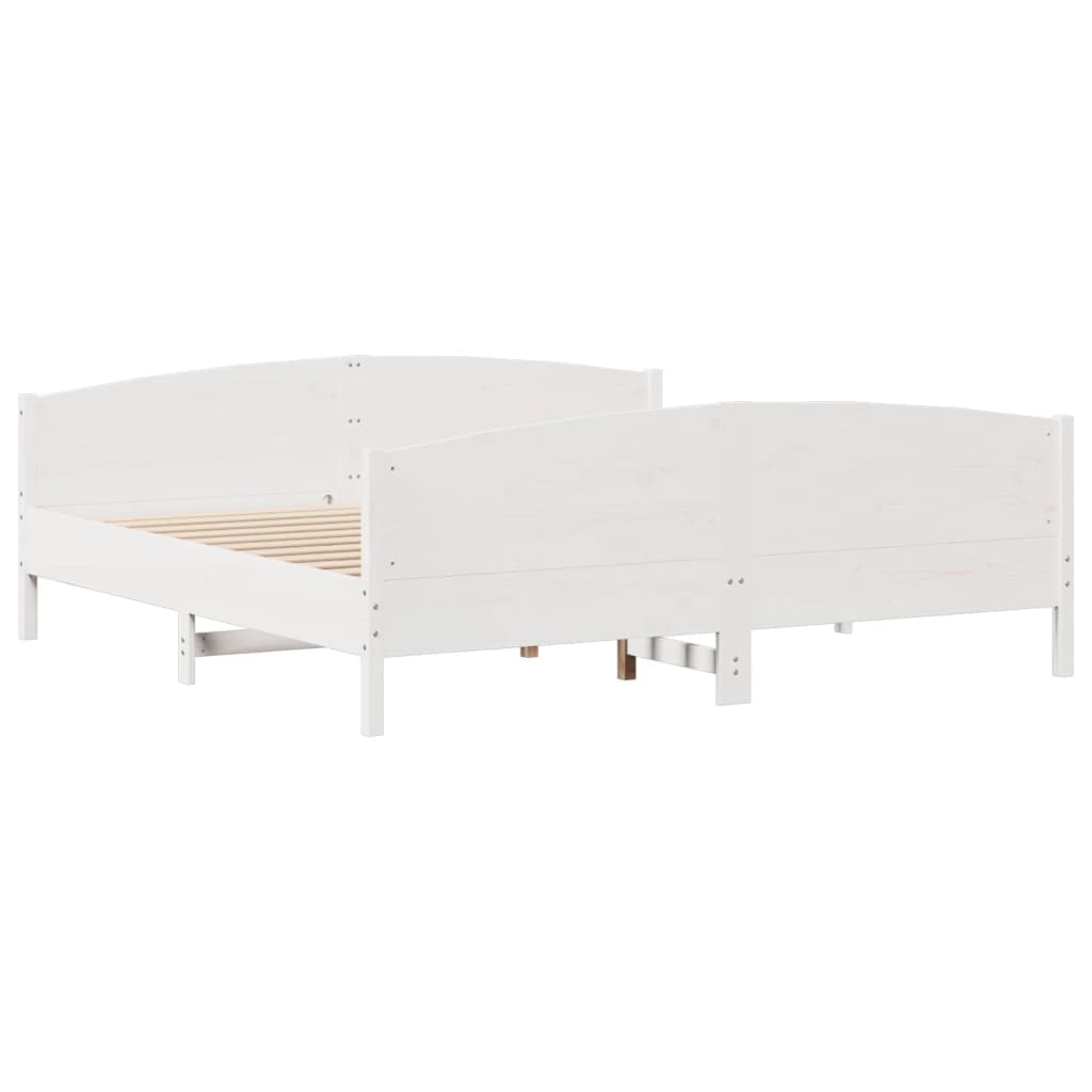 Cama sem colchão 180x200 cm madeira de pinho maciça branco