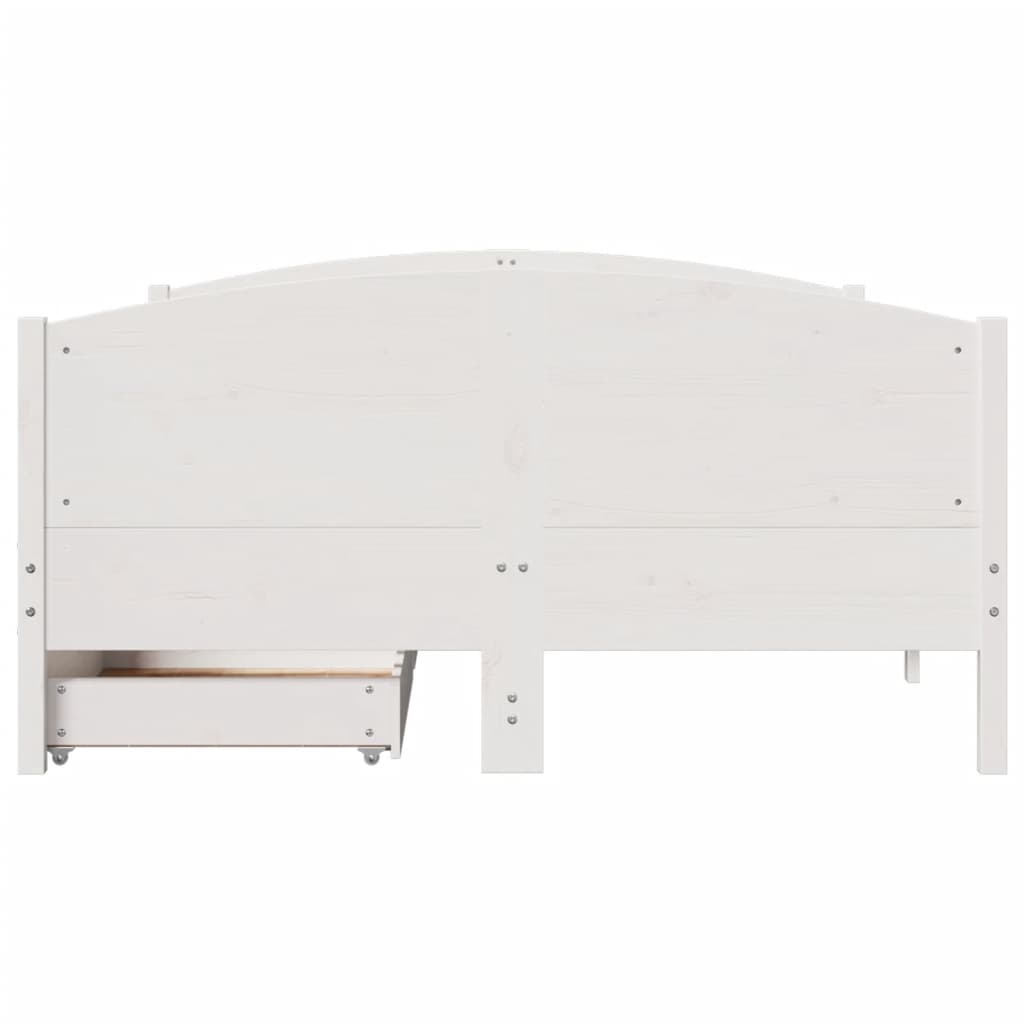 Cama sem colchão 150x200 cm madeira de pinho maciça branco