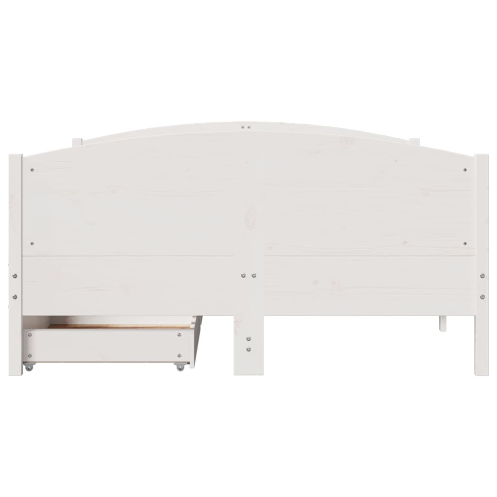 Cama sem colchão 140x190 cm madeira de pinho maciça branco