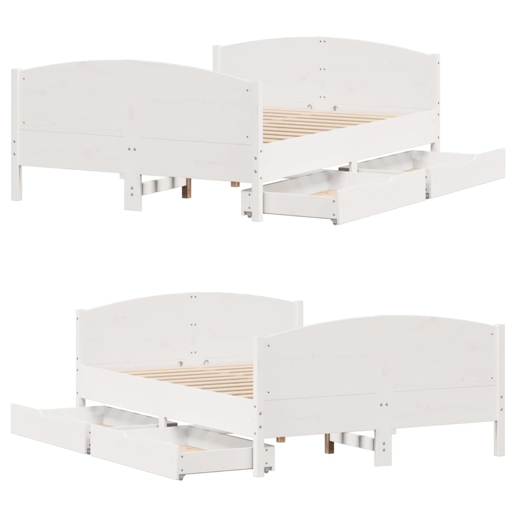 Cama sem colchão 140x190 cm madeira de pinho maciça branco