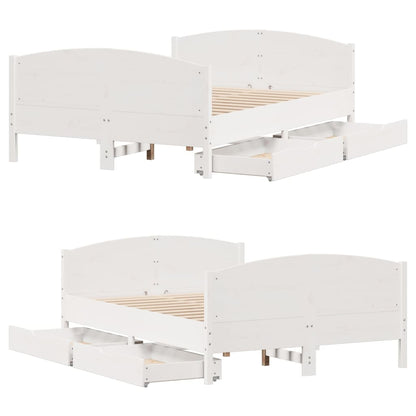 Cama sem colchão 140x190 cm madeira de pinho maciça branco