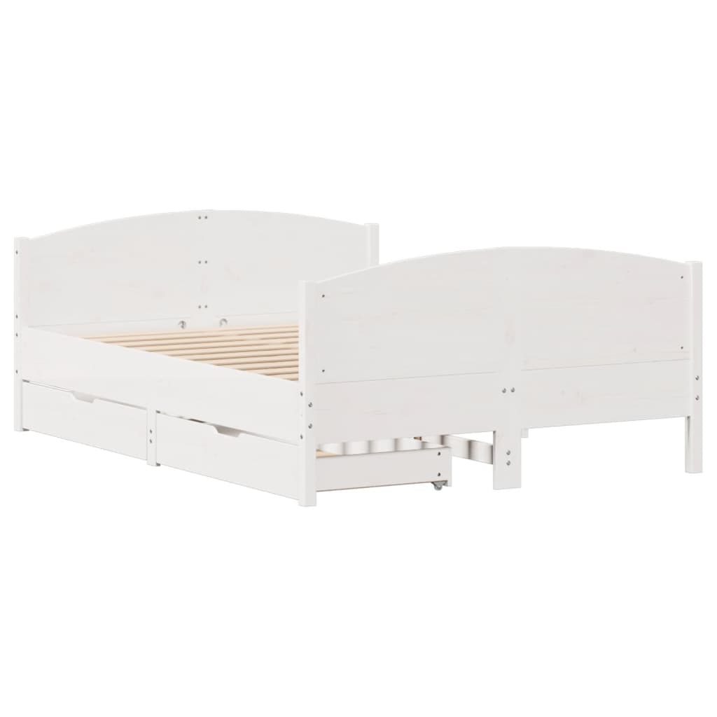 Cama sem colchão 135x190 cm madeira de pinho maciça branco