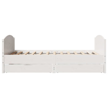 Cama sem colchão 135x190 cm madeira de pinho maciça branco