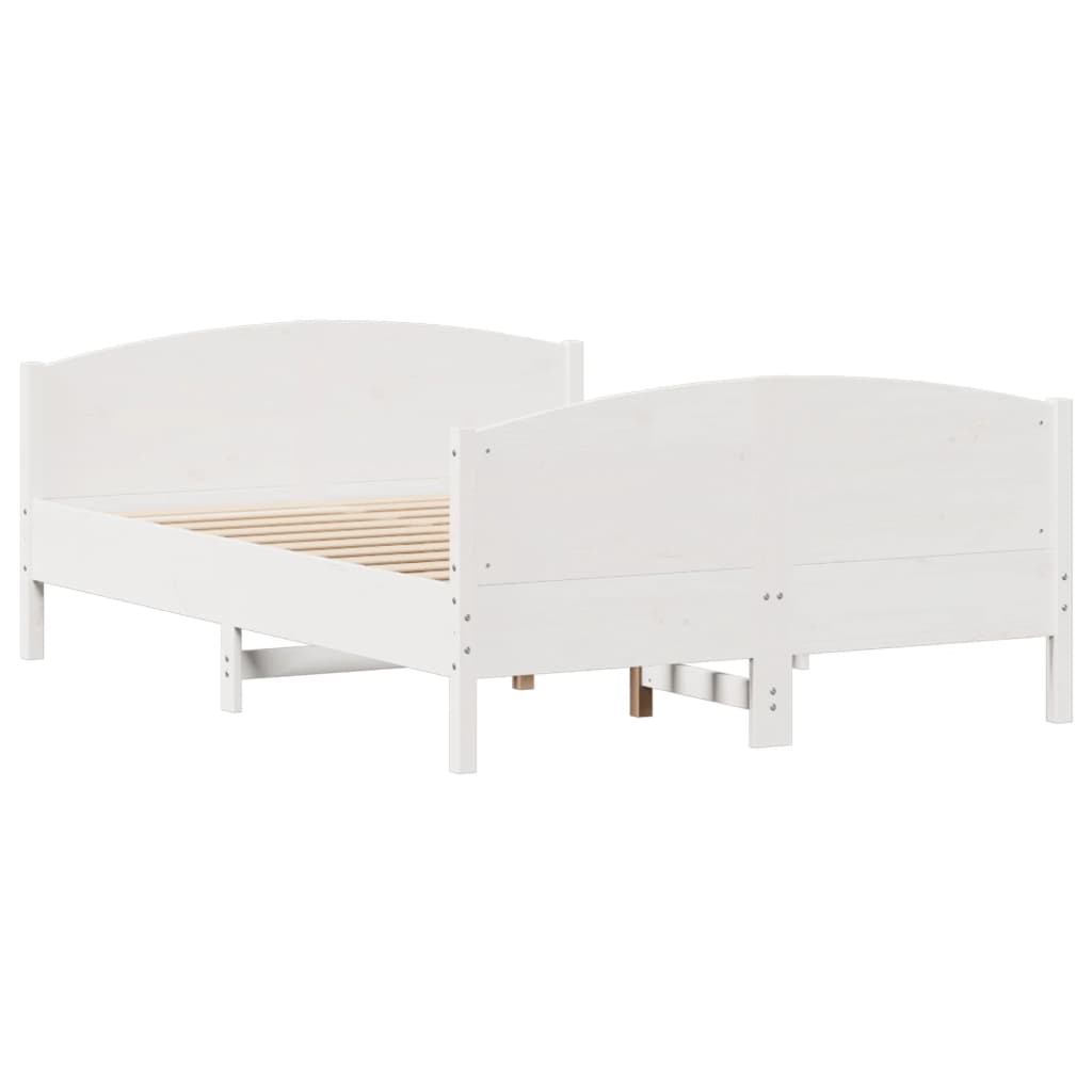 Cama sem colchão 135x190 cm madeira de pinho maciça branco