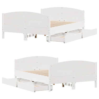 Cama sem colchão 135x190 cm madeira de pinho maciça branco