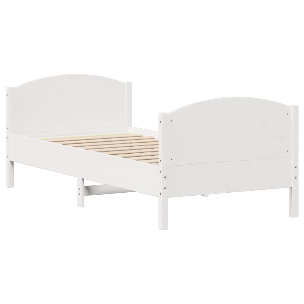 Cama sem colchão 90x200 cm madeira de pinho maciça branco