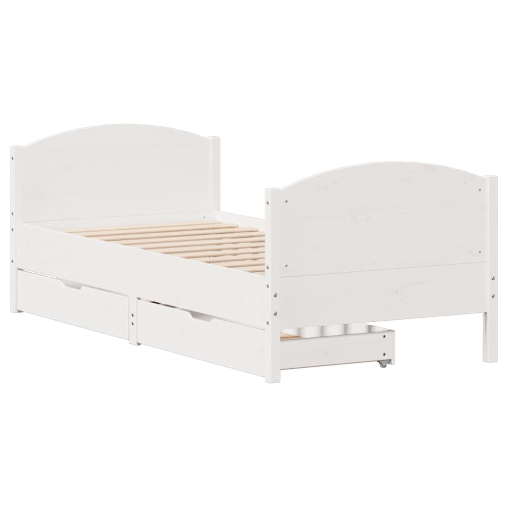 Cama sem colchão 75x190 cm madeira de pinho maciça branco