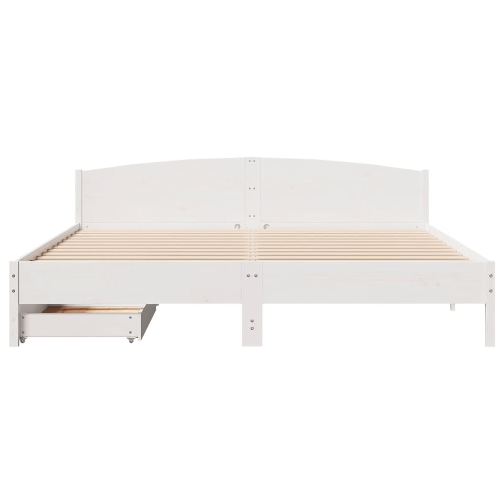 Cama sem colchão 200x200 cm madeira de pinho maciça branco