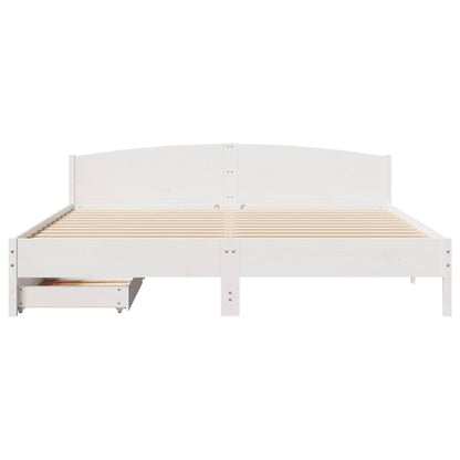 Cama sem colchão 200x200 cm madeira de pinho maciça branco