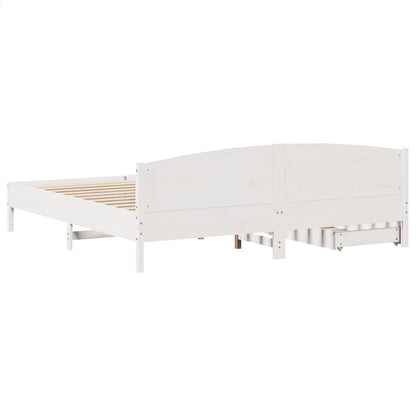 Cama sem colchão 200x200 cm madeira de pinho maciça branco