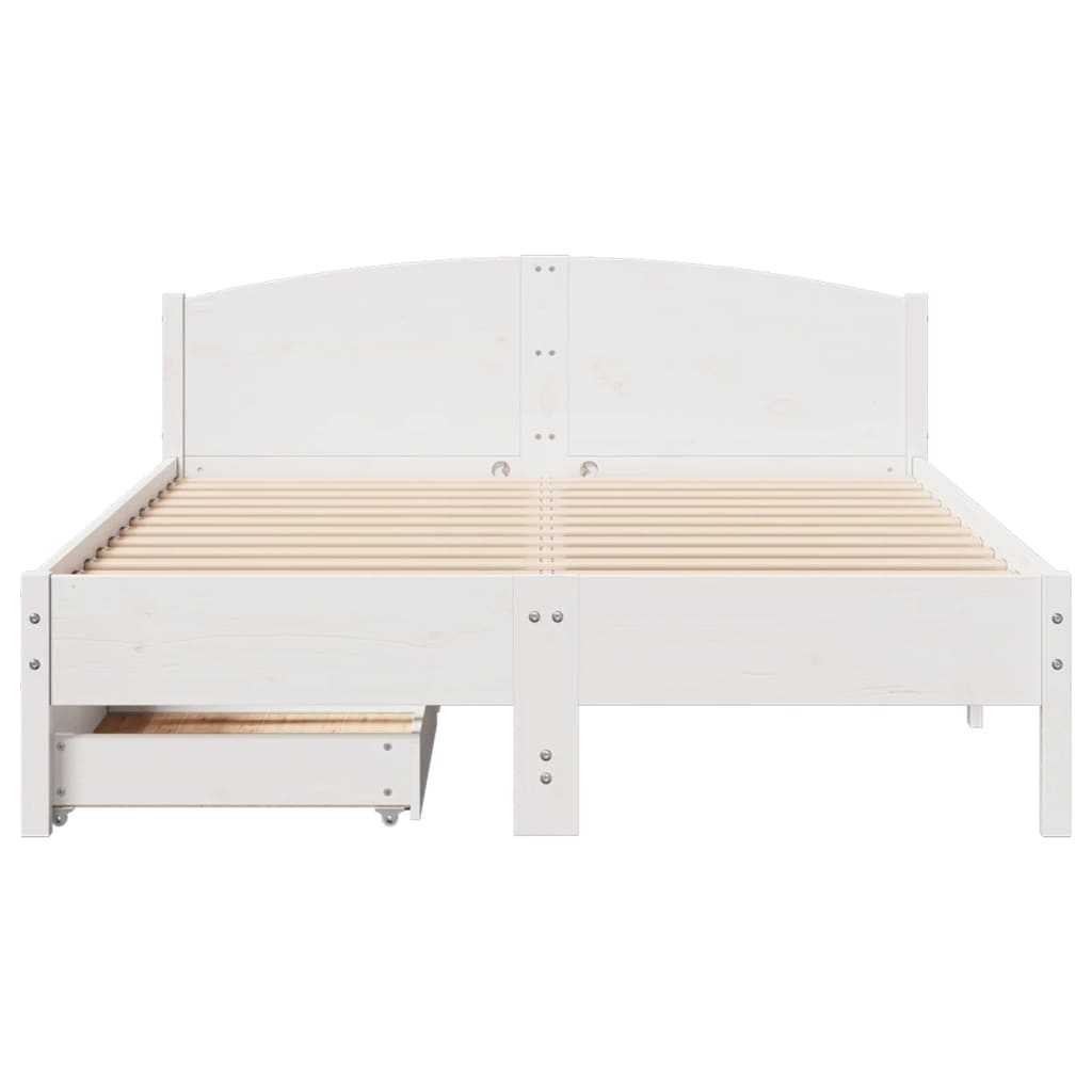 Cama sem colchão 160x200 cm madeira de pinho maciça branco