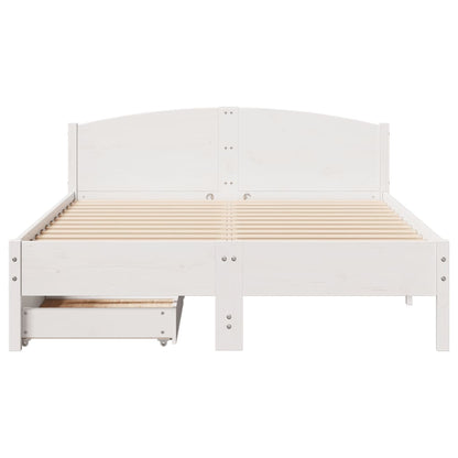 Cama sem colchão 150x200 cm madeira de pinho maciça branco