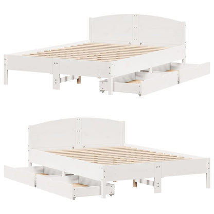 Cama sem colchão 150x200 cm madeira de pinho maciça branco