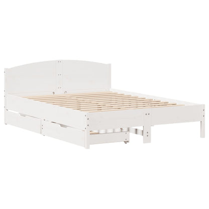 Cama sem colchão 140x190 cm madeira de pinho maciça branco