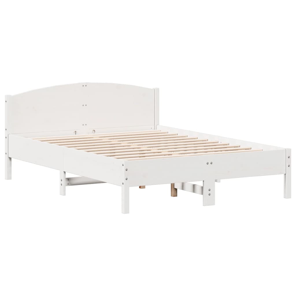 Cama sem colchão 140x190 cm madeira de pinho maciça branco