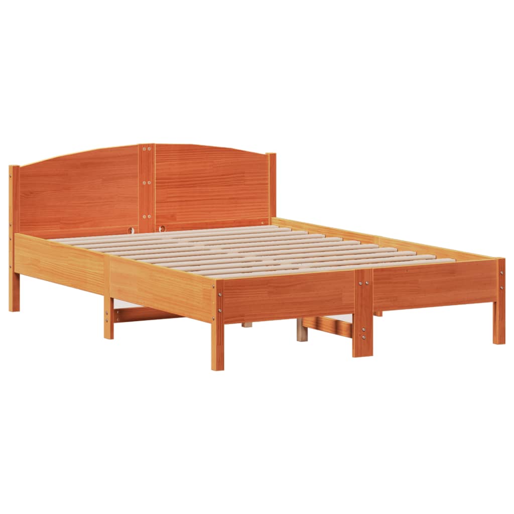 Cama sem colchão 140x190 cm pinho maciço castanho-mel