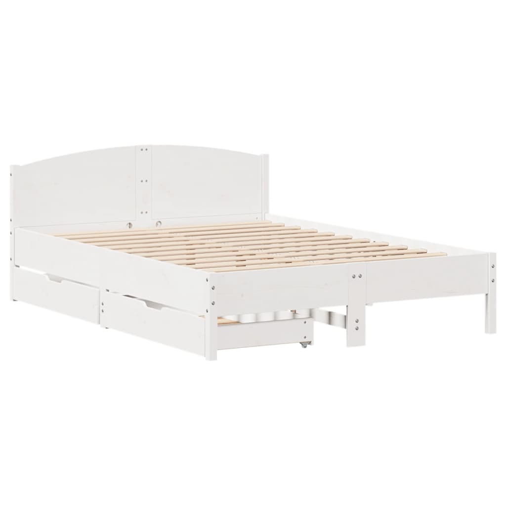 Cama sem colchão 135x190 cm madeira de pinho maciça branco